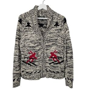 Lauren Ralph Lauren Black and Cream Sweater with Red Accents